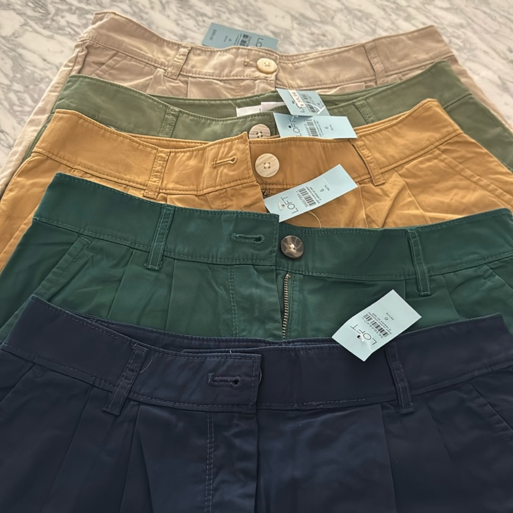 New Loft wide leg pants size 6P. tan, khaki, navy, forest green & olive green